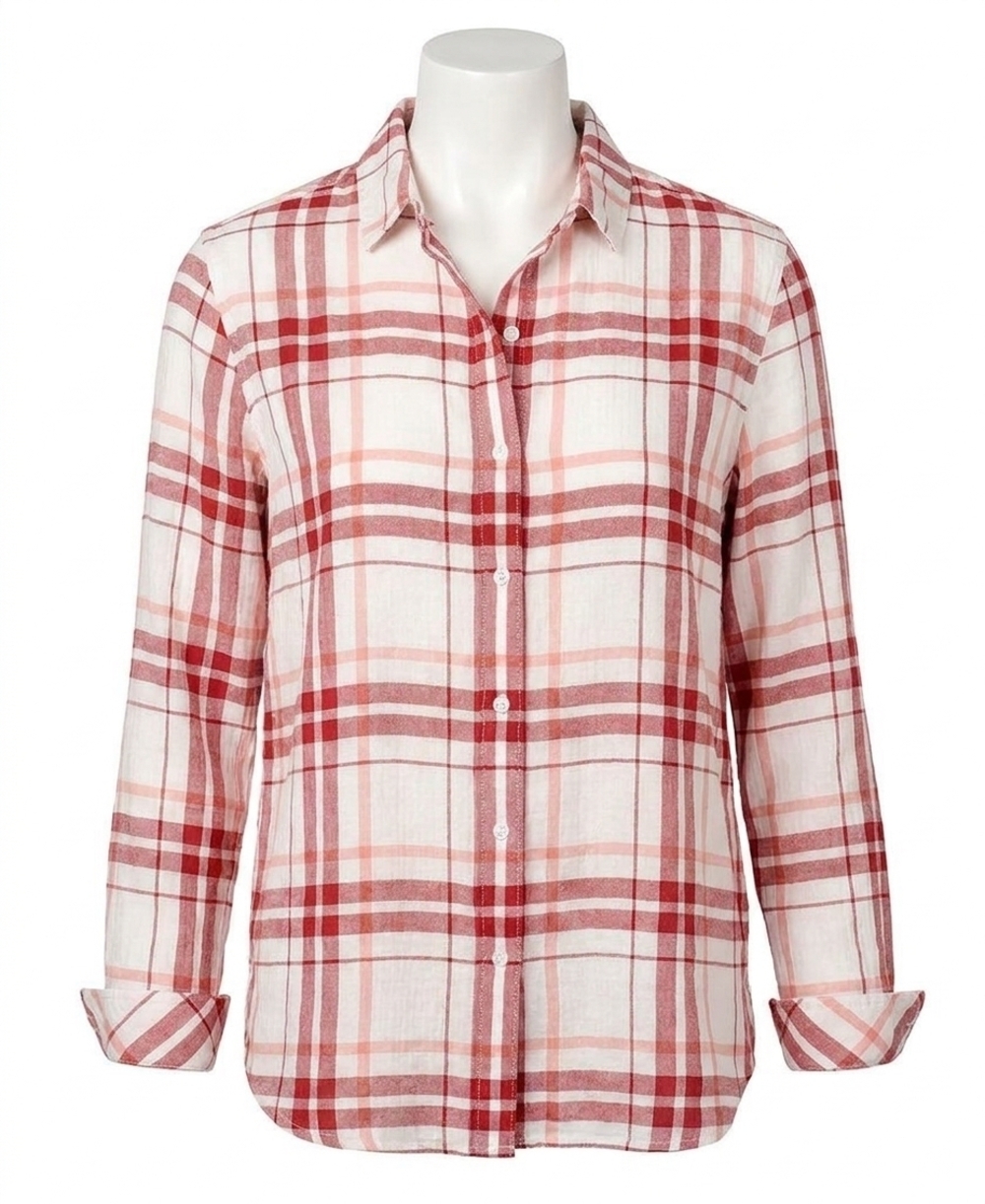 NEW BARBOUR shorline button down shirt in mulberry/peach rose check